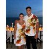 Vacation Couple Outfit Ombre Flower Print Spaghetti Strap Dress and Shirt Set - Orange S | US 4