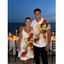 Vacation Couple Outfit Ombre Flower Print Spaghetti Strap Dress and Shirt Set - Rouge Vineux S | US 4