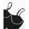Robe chic à rayures colorées ornée de chaînes et de fines bretelles spaghetti - Noir L | US 8