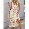 Robe de vacances romantique à motif de roses de jardin, robe élégante ajourée et nouée - Blanc M | US 6