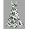 Robe de vacances à imprimé botanique texturé 3D en forme de feuille, dentelle ajourée et fente - PLANT GREEN XXXXXL | US 20