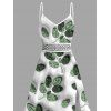 Robe de vacances à imprimé botanique texturé 3D en forme de feuille, dentelle ajourée et fente - PLANT GREEN XXXXXL | US 20