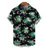 Chemise hawaïenne pour homme, motif floral tropical exotique aquarelle, chemise boutonnée - Noir 5XL