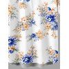 Chemise de vacances pour homme, imprimé floral abricot aquarelle, chemise boutonnée - Bleu 5XL