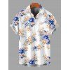 Chemise de vacances pour homme, imprimé floral abricot aquarelle, chemise boutonnée - Bleu 5XL