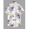 Chemise de vacances pour homme, imprimé floral abricot aquarelle, chemise boutonnée - Bleu 5XL