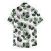 Vacation Couple Outfit 3D Textured Leaf Print Lace Hollow Out Slit Dress and Shirt Set - PLANT GREEN S | US 4