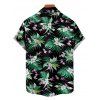 Hawaiian Couple Outfit Watercolor Floral Tropical Pattern High Low Dress and Shirt Set - Noir S | US 4