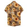 Chemise de vacances pour homme, imprimé léopard et tournesol, à boutons - Deep Yellow 5XL