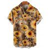 Chemise de vacances pour homme, imprimé léopard et tournesol, à boutons - Deep Yellow 5XL