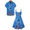 Vacation Couple Outfit Bohemian Style Artistic Floral Print Dress and Shirt Set - Pers S | US 4