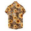 Vacation Couple Outfit Sunflower Leopard Print Spaghetti Strap Long Dress and Shirt Set - Deep Yellow S | US 4
