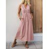 Robe longue décontractée à pois suisses, poches et col en V - Rose clair XL | US 10