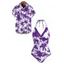 Vacation Couple Outfit Coconut Tree Print Scalloped Halter One-piece Swimsuit and Shirt Set - Pourpre S | US 4