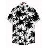 Vacation Couple Outfit Coconut Tree Print Scalloped Halter One-piece Swimsuit and Shirt Set - Noir S | US 4
