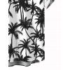 Vacation Couple Outfit Coconut Tree Print Scalloped Halter One-piece Swimsuit and Shirt Set - Noir S | US 4