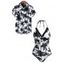 Vacation Couple Outfit Coconut Tree Print Scalloped Halter One-piece Swimsuit and Shirt Set - Pourpre S | US 4