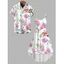 Vacation Couple Outfit Watercolor Garden Floral Pattern High Low Dress and Shirt Set - Blanc S | US 4