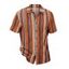 Chemise bohème pour homme, style ethnique, rayures, boutonnée, idéale pour les vacances - multicolor A S