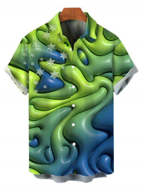 Chemise de vacances pour homme, imprimé 3D étoiles tourbillonnantes, boutonnée