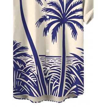 Beach Couple Outfit Colorblock Coconut Tree Print Dress and Shirt Set