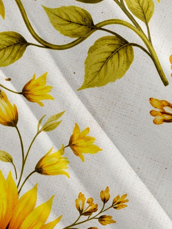 Chemise de vacances pour homme à motif de feuilles de tournesol, chemise boutonnée - Blanc 5XL