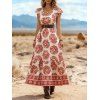 Robe de vacances rétro à imprimé floral tribal et géométrique, robe longue - Rouge L | US 8