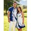 Vacation Couple Outfit Contrast Color Leaf Flower Print O Ring Strap V Neck A Line Mini Dress and Button Up Shirt Casual Matching Outfit - Bleu S | US 4