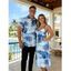 Vacation Couple Outfit Coconut Tree Monstera Leaf Print Pocket Long Dress and Shirt Set - Vert S | US 4