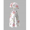 Robe de vacances à motif floral aquarelle cosmos, robe cache-cœur à ceinture - Rose XXL | US 14