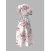 Robe de vacances à imprimé rose romantique, style peinture à l'huile, avec ceinture cache-cœur. - Rose XXL | US 14