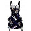 Robe de vacances à motif libellule Mystique Nuit, bretelles lacées et bouclées - Noir XXL | US 14