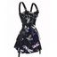 Robe de vacances à motif libellule Mystique Nuit, bretelles lacées et bouclées - Noir XXL | US 14