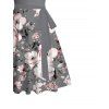 Robe de vacances à imprimé floral de prunier et ceinture froncée à la poitrine - Gris M | US 6