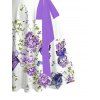 Robe de vacances imprimée aquarelle florale, vigne et papillons, avec ceinture froncée au buste - Blanc M | US 6