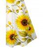 Robe de vacances à motif de feuilles de tournesol, mini-robe à bretelles spaghetti - Blanc M | US 6