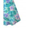 Robe de vacances à imprimé floral tropical hibiscus et feuilles de palmier, bretelles spaghetti - Turquoise Foncée M | US 6