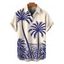 Chemise de plage pour homme, imprimé cocotier, boutonnée, style vacances - Bleu 5XL