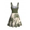 Robe de plage à imprimé cocotier colorblock et froncée - Vert Armée XXXXXL | US 20