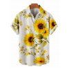 Chemise de vacances pour homme à motif de feuilles de tournesol, chemise boutonnée - Blanc 5XL