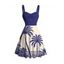 Robe de plage à imprimé cocotier colorblock et froncée - Bleu M | US 6