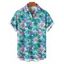 Chemise de vacances pour homme à imprimé floral tropical hibiscus et feuilles de palmier, boutonnée - Turquoise Foncée 5XL