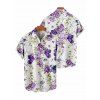 Chemise de vacances pour homme, imprimé floral aquarelle, vigne et papillon, à boutons - Blanc 5XL