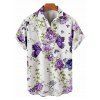 Chemise de vacances pour homme, imprimé floral aquarelle, vigne et papillon, à boutons - Blanc 5XL