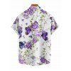 Chemise de vacances pour homme, imprimé floral aquarelle, vigne et papillon, à boutons - Blanc 5XL