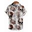 Chemise de vacances pour homme, imprimé gothique crâne et rose, boutonnée - Gris Clair 5XL