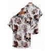 Chemise de vacances pour homme, imprimé gothique crâne et rose, boutonnée - Gris Clair 5XL