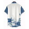 Vacation Couple Outfit Blue & White Porcelain Rose Print Dress and Shirt Set - Blanc S | US 4