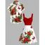 Vacation Couple Outfit Romantic Rose Butterfly Print Ruched Dress and Shirt Set - Rouge S | US 4