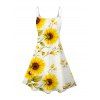 Vacation Couple Outfit Sunflower Leaf Pattern Spaghetti Strap Dress and Shirt Set - Blanc S | US 4